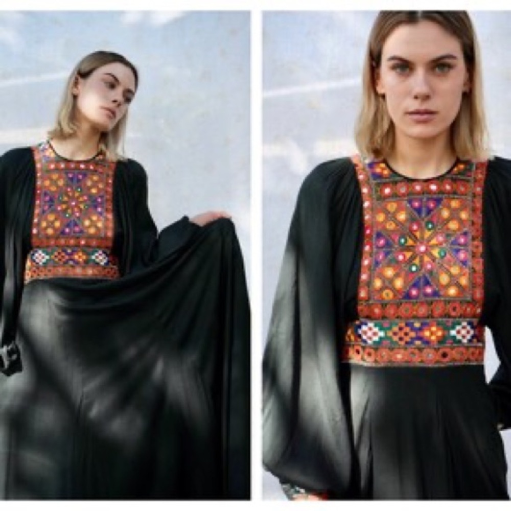 1970’s Indian mirrored maxi dress with balloon sleeves